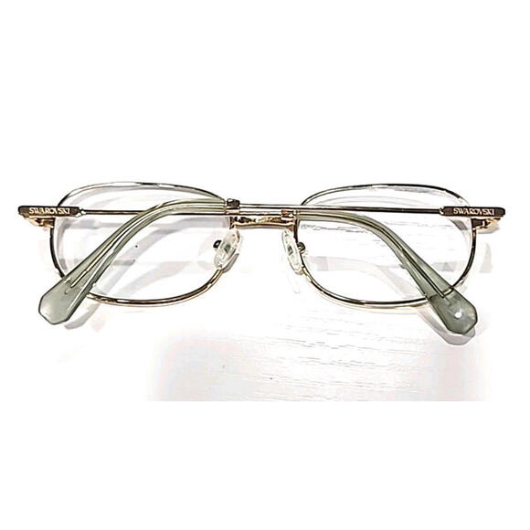 Swarovski SK1005 4004 Gold Metal Square Eyeglasses 52-19 135 Green Crystals